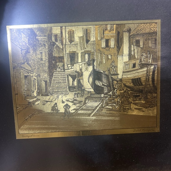 Set of 4 Vintage Framed Gold Foil Etching Art Prints by Lionel Barrymore 15x16.5 - Picture 7 of 8